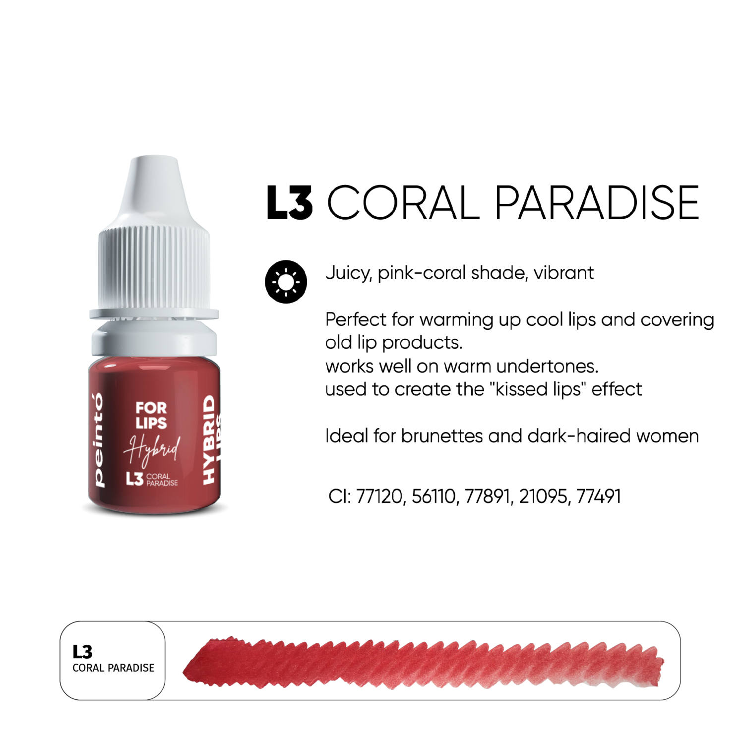 PEINTO ტუჩის პიგმენტი L3 Coral Paradise
